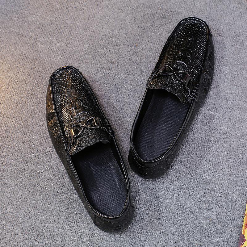 Men's Crocodile Pattern Moccasins - Trendy Korean Casual & British Driving Shoes