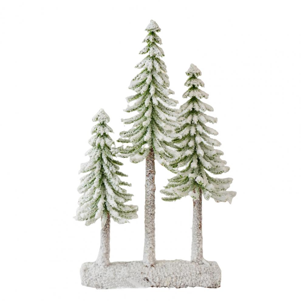 Mini Christmas Tree Artificial Bottle Brush Tree with Wooden Base Small Snow Frost Flocked Pine Tree for Winter Home Decor