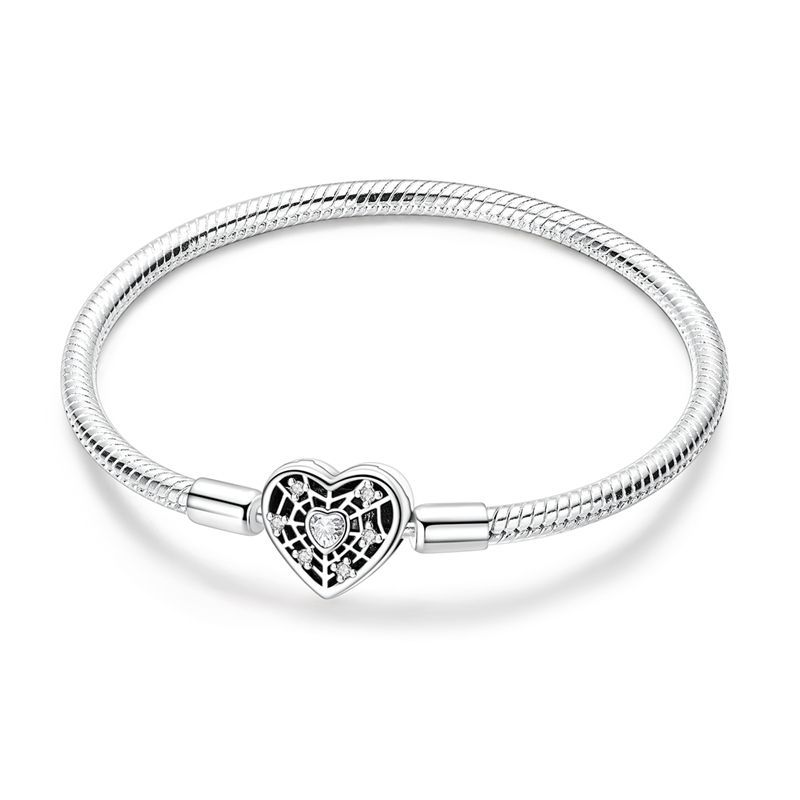 925 Silver Sparkling Fashion Zircon Spherical Heart-Shaped Snake Bone Bracelet For Women Fashion Birthday Jewelry Gifts
