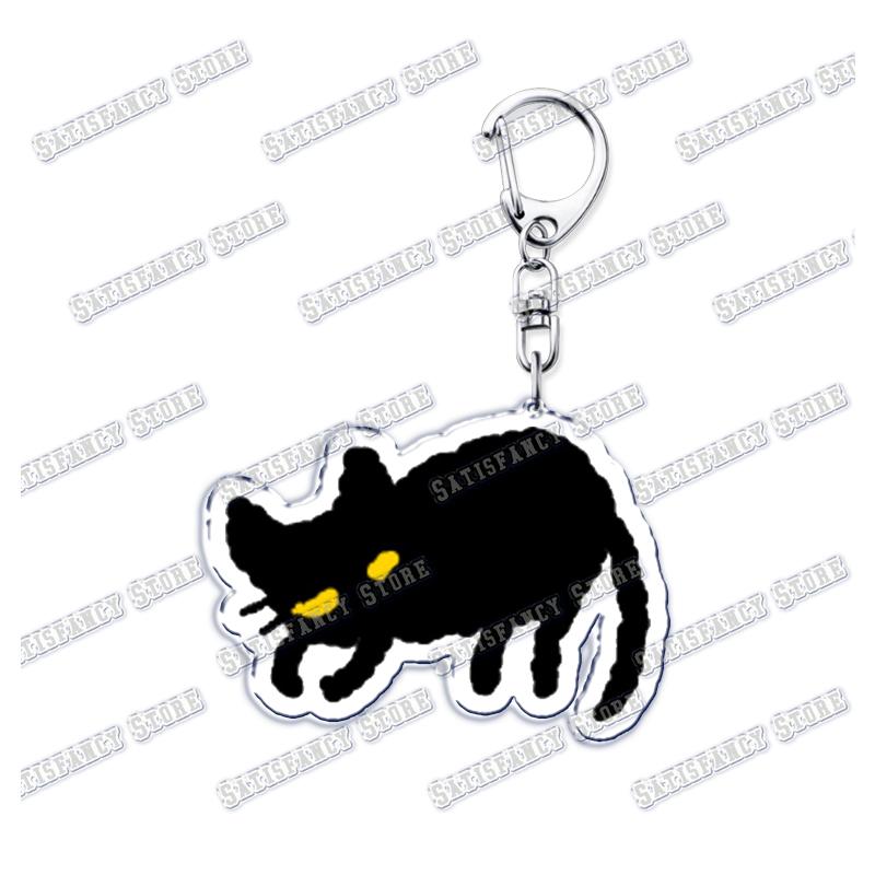 Cute Kawaii Little Black Cat Acrylic Keychains Funny Pet Kitty Keyring for Accessories Bag Pendant Key Chain Jewelry Fans Gifts