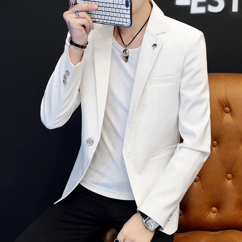 Costum personalizat de brand pentru bărbați pentru tineret, primăvară și toamnă, frumos, subțire, ocazional, costum mic, culoare deschisă.