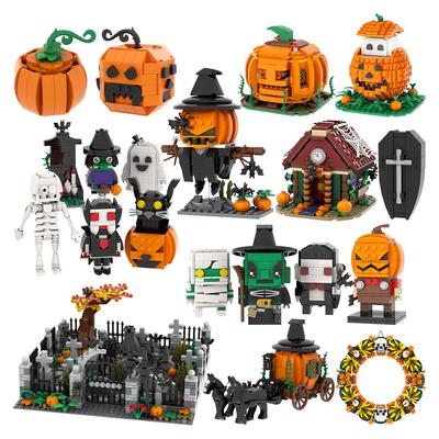 MOC Halloween Cihlový Duch Hřbitov Dýňový Kočár Domov Čarodějnice Kompatibilní Stavební Kostky Hračky Pro Děti Dospělé Přátele Dárek