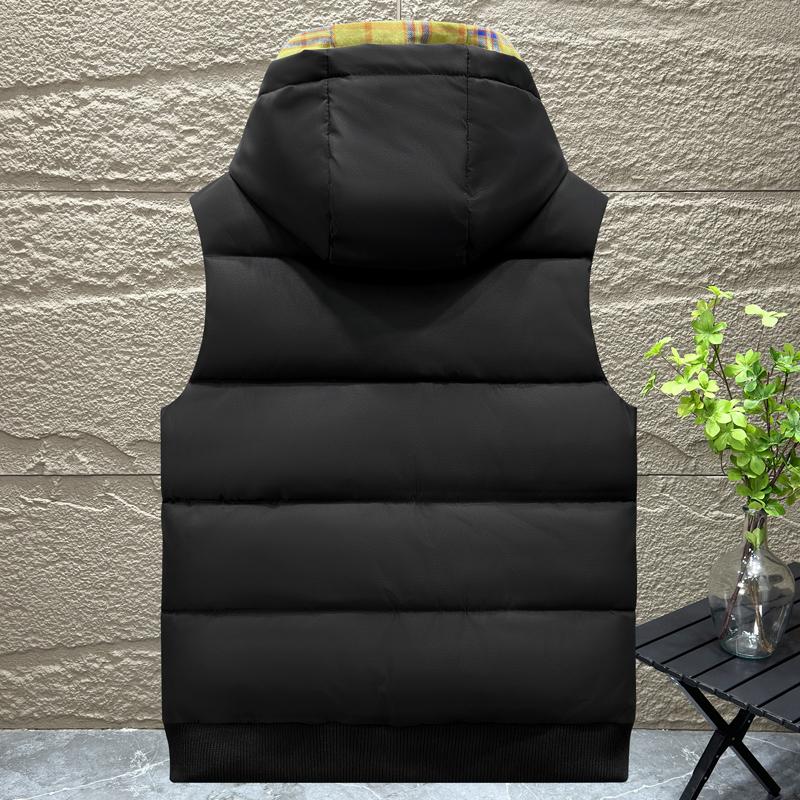 Fashion Fake Two Pieces Warm Vest for Man Winter Sleeveless Jackets Hooded Plus Size Thick Man Coat