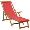 Foldable Sun Lounger 3 Positions Solid Eucalyptus Wood Red