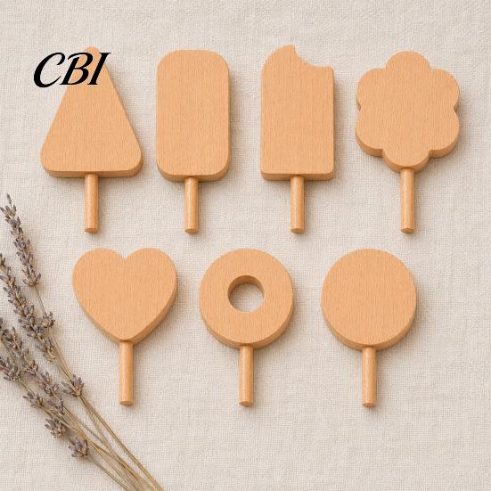 DIY Craft Stick Unfinished Wood Popsicle, Summer Ice Cream Shaped Wooden Popsicles Paint for Projects Home Decoration Supplies