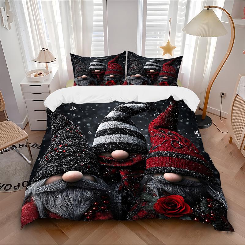 3Pcs Winter Gnome Trio Bedding Sets For All Sizes New 3D Printed Bed Cover Comforter Duvet Cover Pillowcase Bedroom Decoration