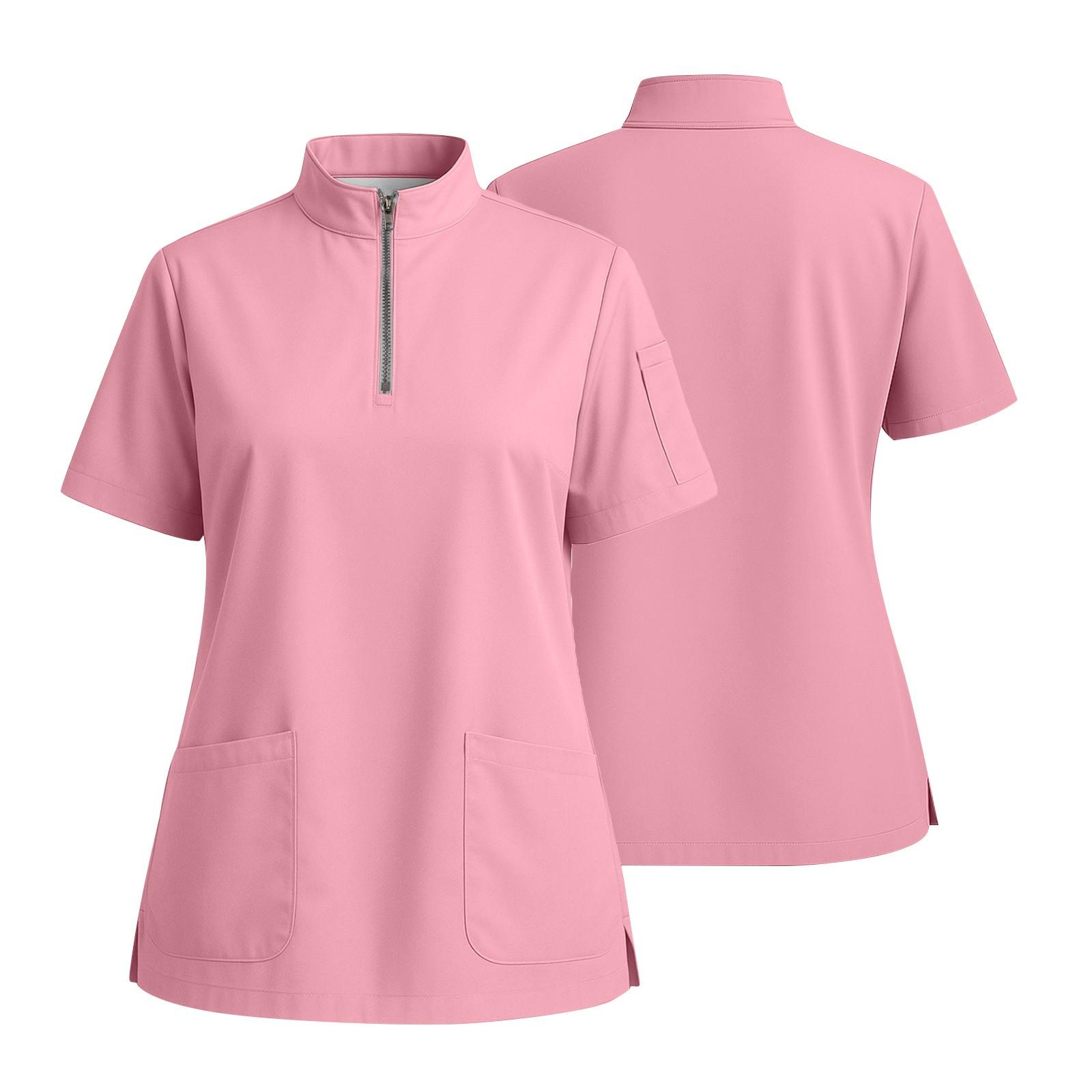 

Женская футболка с коротким рукавом, однотонная, с V-образным вырезом, на пуговицах сбоку, с разрезом XXXXL розовый