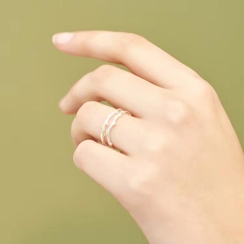 925 Silver Branch Ring For Women Jewelry Finger Adjustable Open Ring For Party Birthday Gift