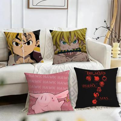 T-The Seven Deadly Sins Anime Cushion Cover Reversible Plush Pillow Cover – For Car, Sofa, Bedroom, Perfect As a Gift.