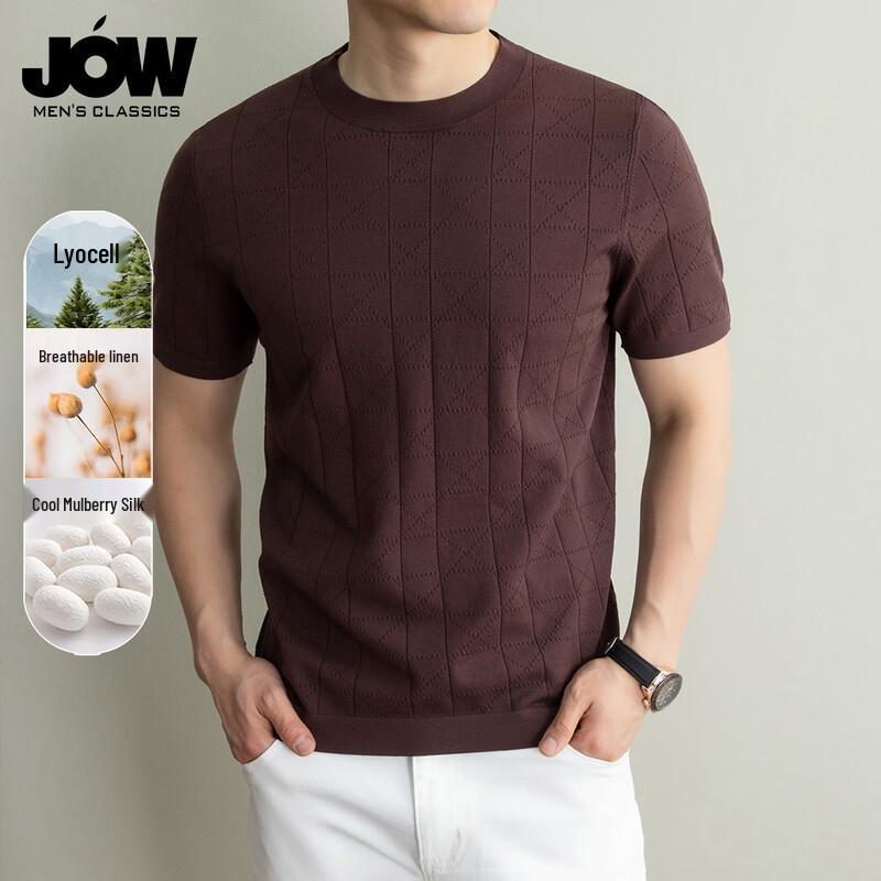 JOW Men s Linen Silk Blend Crew Neck T-shirt 170/M