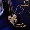 1PC Autumn and Winter Simple and Versatile Atmosphere Korean Hanging Chain Bow Necklace Women's Fashion Clothes with Accessories