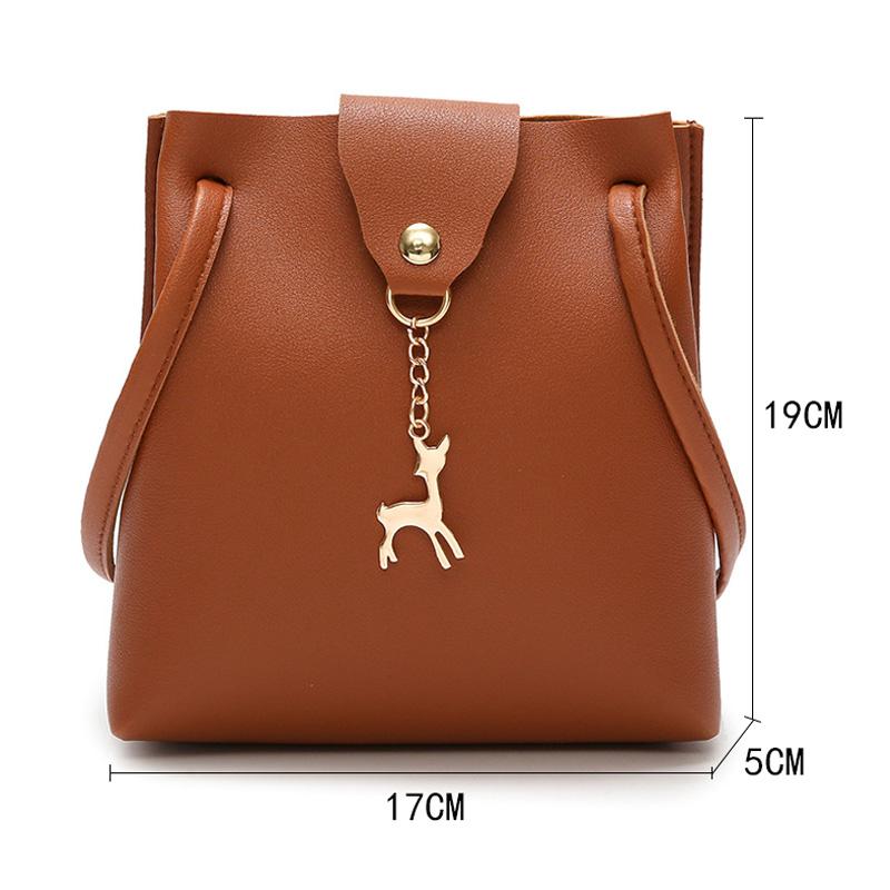 PU Leather Women's Mini Crossbody Bag Deer Pendant Shoulder Bags Purse Female Small Messenger Bag Handbag Wallet Change Pouch