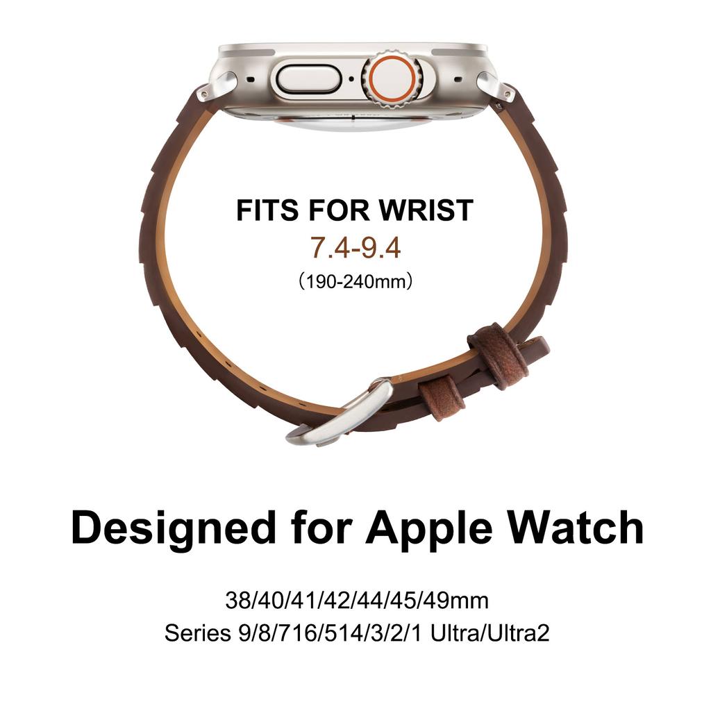 Band for Apple Watch Band 38/40/41/44/45/46/Ultra 2 49/42/44/45mm Skin Band Men leather watch strap for iwatch Series7 8 9 se645