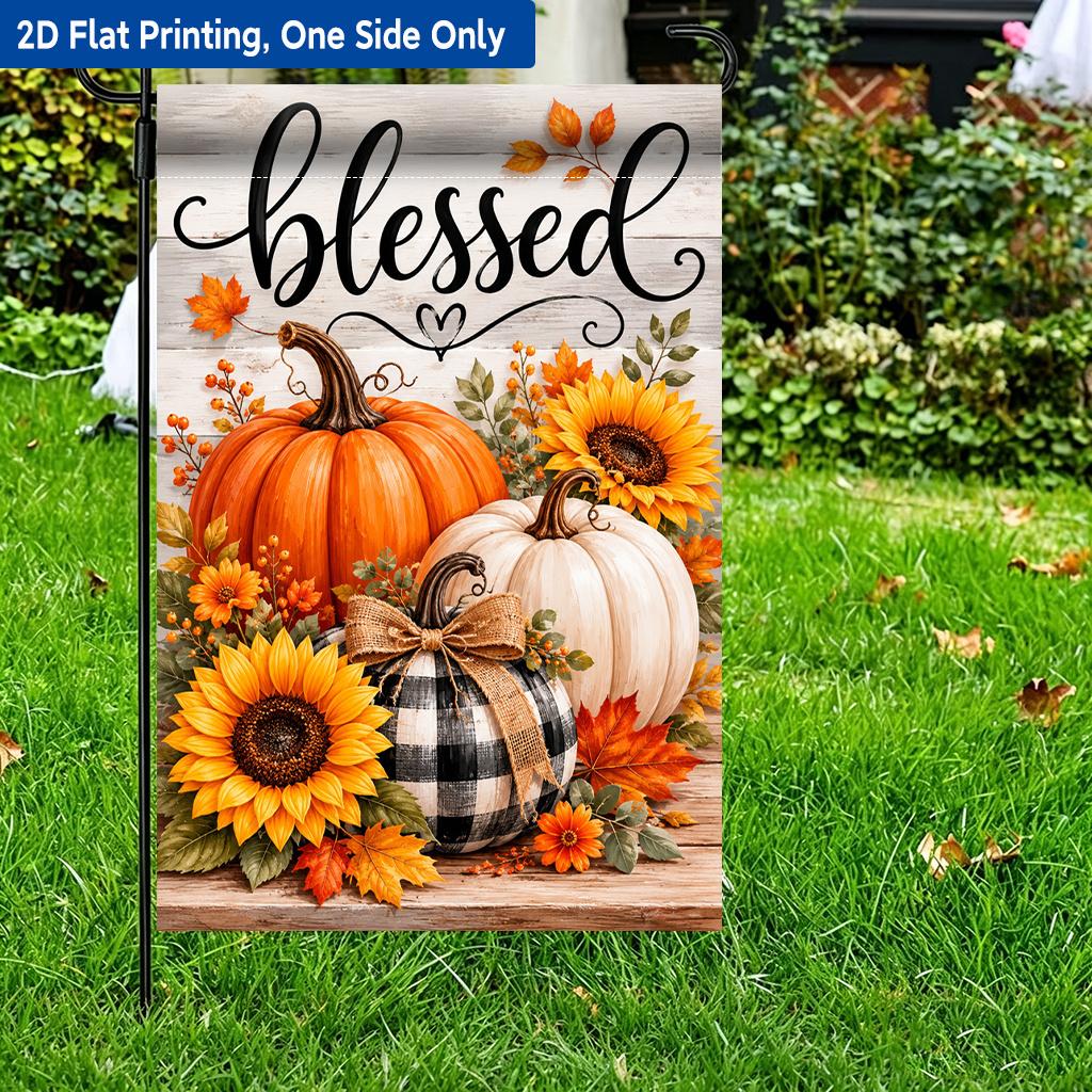 1pc Fall Harvest Pumpkins Garden Flag - Single-Sided Polyester, 29.97x44.96 cm, Outdoor Decor