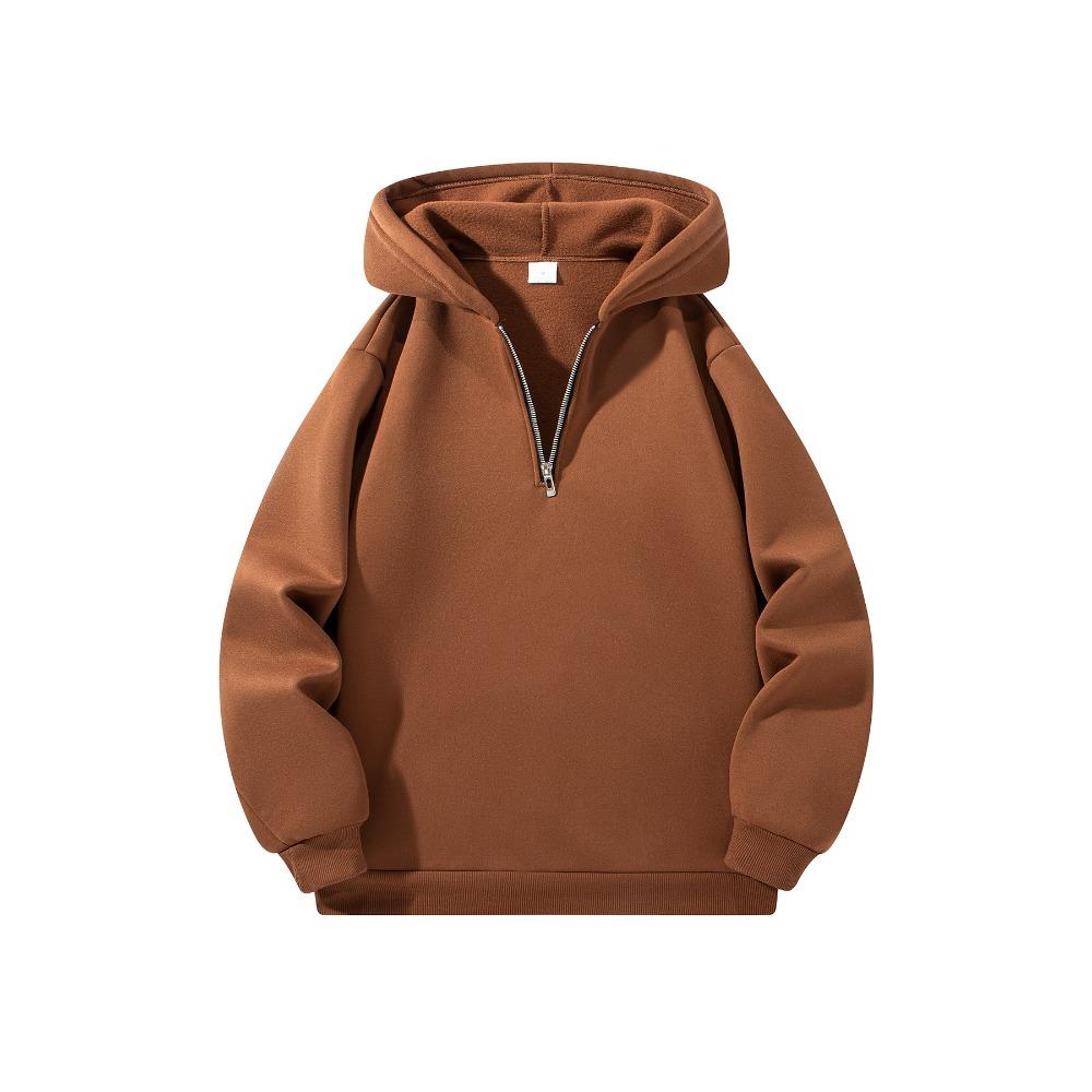 Erkek Yarım Fermuarlı Kapüşonlu Sweatshirtler Düz Renk Uzun Kollu Sweatshirtler Sonbahar Bol Spor Sıcak Eşofmanlar Moda Günlük Pullover