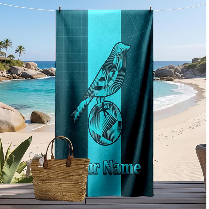 Norwich City Gepersonaliseerde Bedrukte Strandlaken Voetbal Logo Steun Aangepaste Naam Tekst Absorberende Handdoek Voor Sport Reizen Speciaal Cadeau