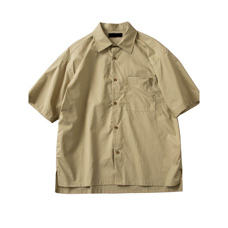 Japan Fashion Order Light Washed Pure Cotton Men's Summer Lapel Loose Casual Short Sleeve Shirts Plus Size Top Thin