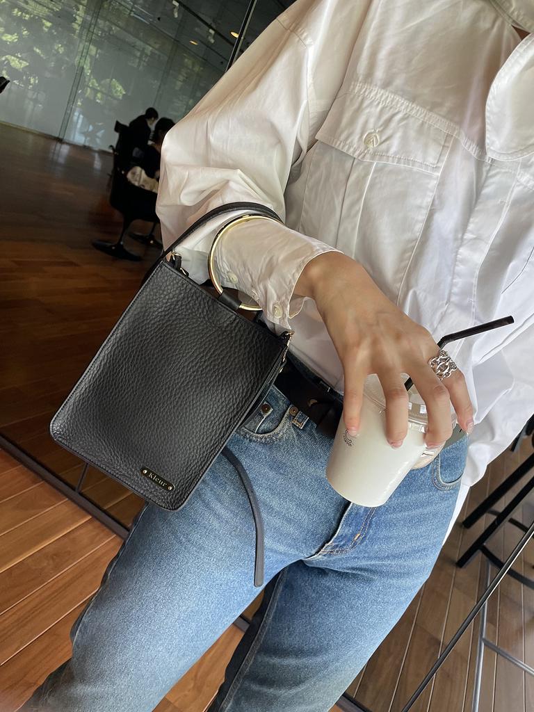 Die 2-Wege Armbandtasche Made in Japan Echtes Leder Umhängetasche Handtasche Handgefertigt [el K'leur] K'leur (Matt-schwarz)