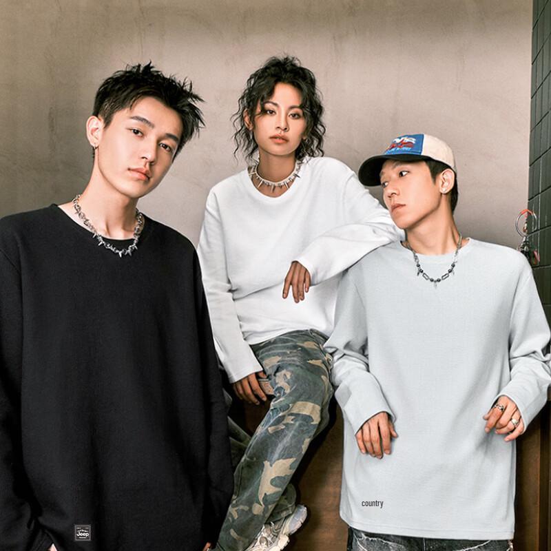 JEEP Men's 2026 Spring Waffle Knit Long-Sleeve T-Shirt