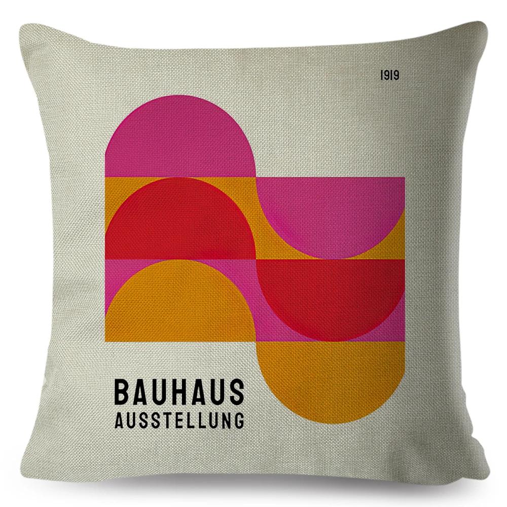 

Nordic Bauhaus Exhibition Unique Cushion Cover for Sofa Home Car Decor Double Print Pillowcase Polyester Throw Pillow Case 40x40cm16x16Inch