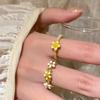 Colorful Beaded Flower Rings For Women Girls Korean  Sweet Large Flower Finger Rings Jewelry Aesthetic Y2K Accessories