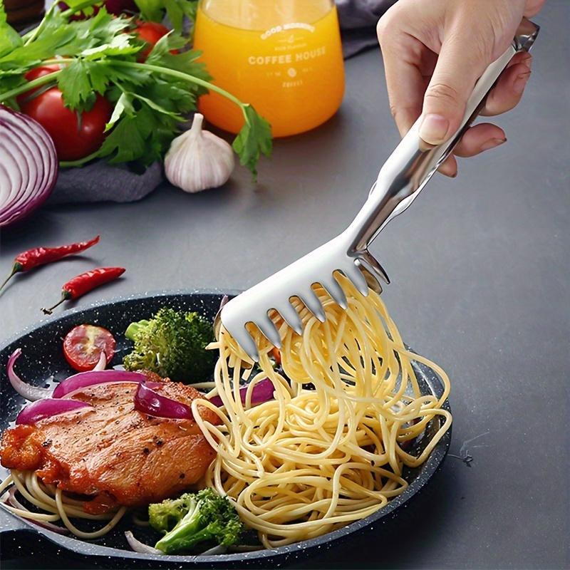1pc Stainless Steel Pasta Spaghetti Tongs Noodle Food Comb Clip Cooking Utensils Western Restaurant Kitchen Tools Party