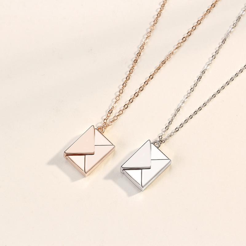 Envelope Necklace Women'S Engraving Love Letter Couple Pendant Retro Women'S Niche Sweater Chain Accessories Premium