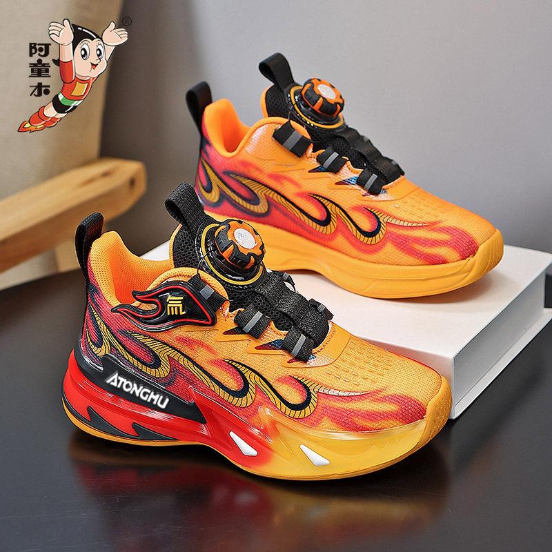 

Astro Boy leather new vitality wear-resistant flame children s button sports shoes mesh basketball shoes running shoes 42 inner length about 26.8cm