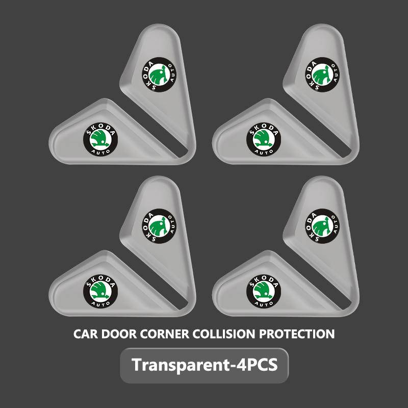 cqmes7 Silicone Car Logo Door Corner Cover Bumper Crash Scratch Protector Accessories For Skoda Kodiaq Fabia Kamiq Karoq Octavia 2 3