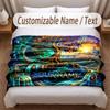 Sunset Landscape Theme Soft Blanket Personalized Custom Name Text Print Warm Blanket Home Sofa Bedroom Decor