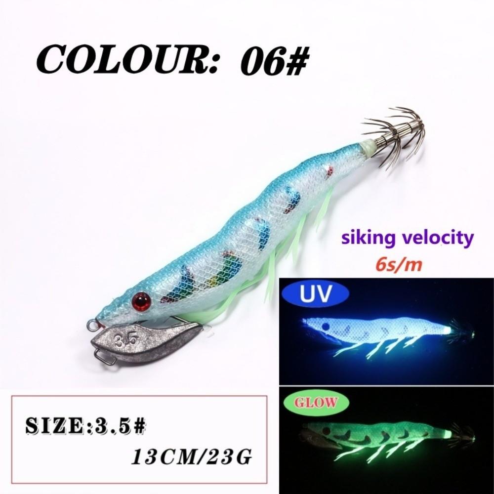 Glow Shrimp Hook Squid Jigs Life-like Design UV Crowns Sea Fishing Lure Noise Sound 23g Weight Hard Bait Sea Fishing
