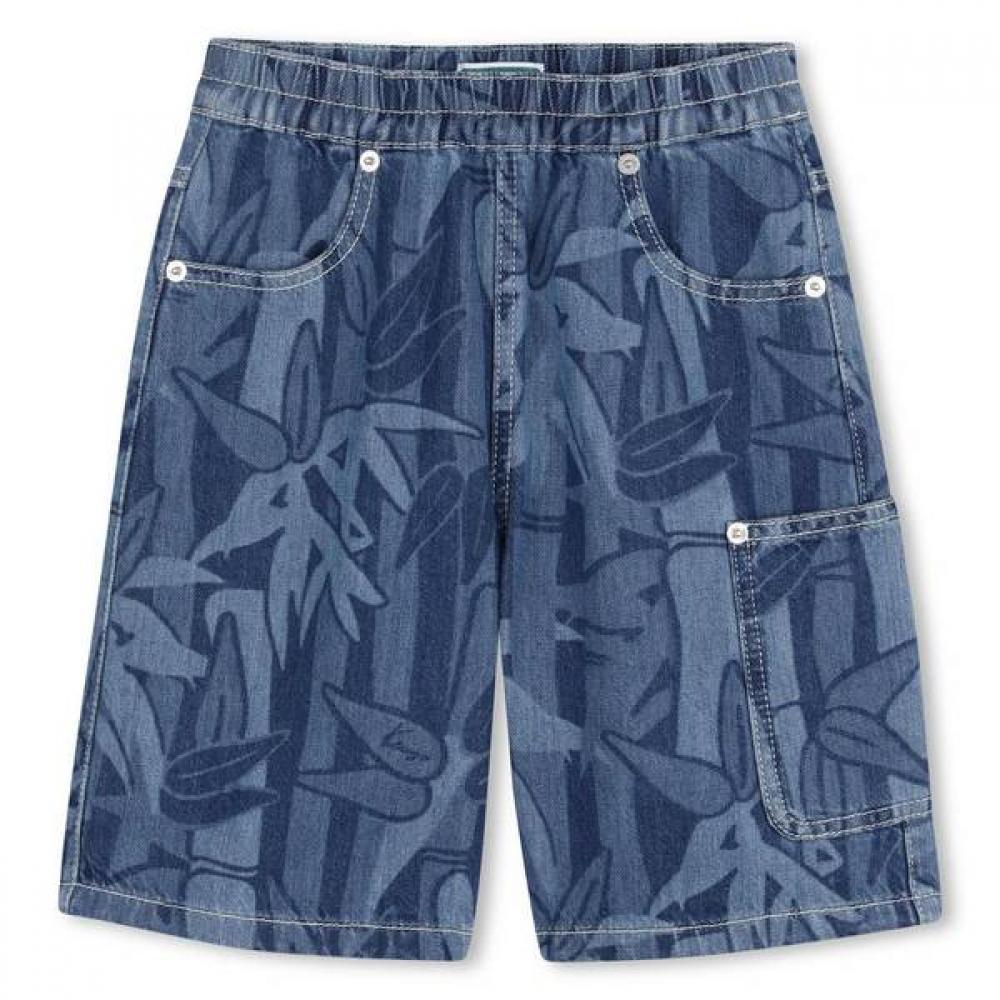 

Kenzo Kids Eden Jungle Denim Shorts With Waistband 26ss Z265afn312 Blue/3Age_94CM