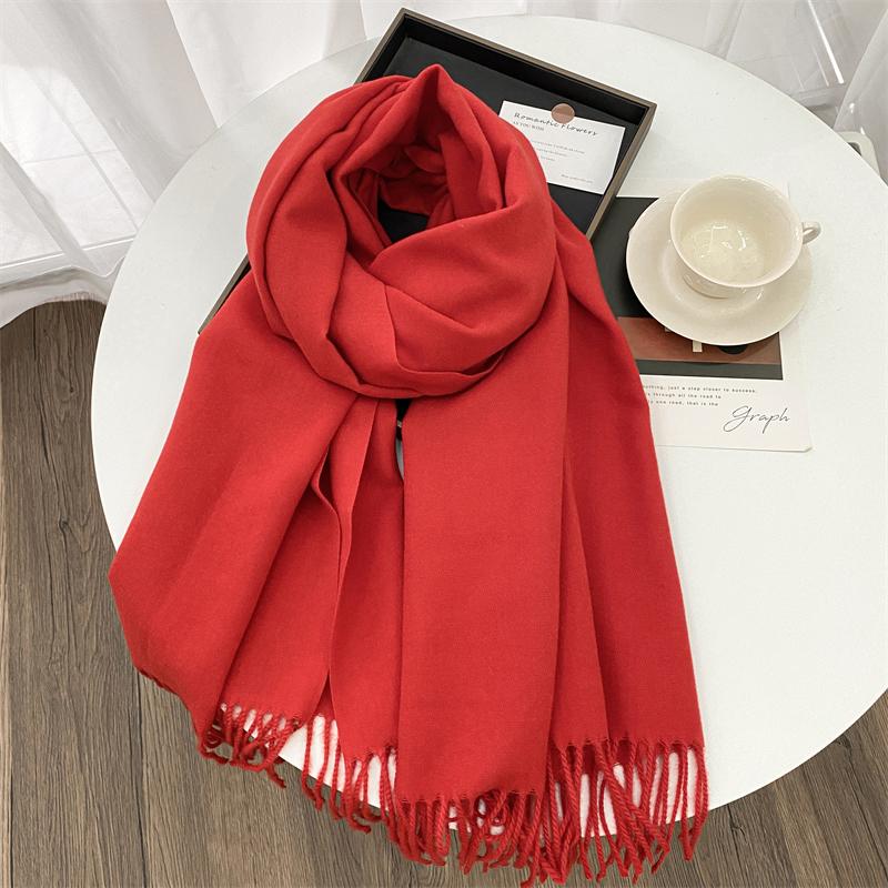 Luxury Brand Solid Women Cashmere Scarf Autumn Winter Warm Shawls Wraps Men Pashmina Tassels Scarves Female Foulard Poncho Stole
