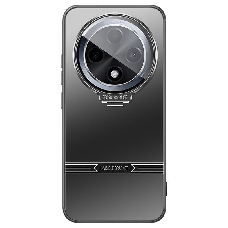 

For Oppo A3 5G Case PC+TPU Matte Anti-Fingerprint Phone Cover with Lens Kickstand Black