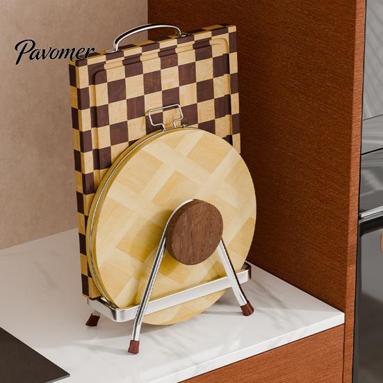 Stainless Steel Pot Lid Holder Cutting Board Storage Rack, Vertical Kitchen Countertop Organizer for Stand Lids, Chopping Boards Rust-proof