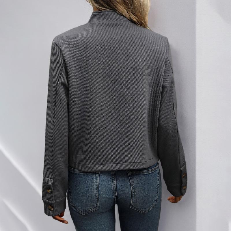 Women's Fashion Casual Fall Winter Solid Color Print Long Sleeve Stand-collar Coats(women’s)