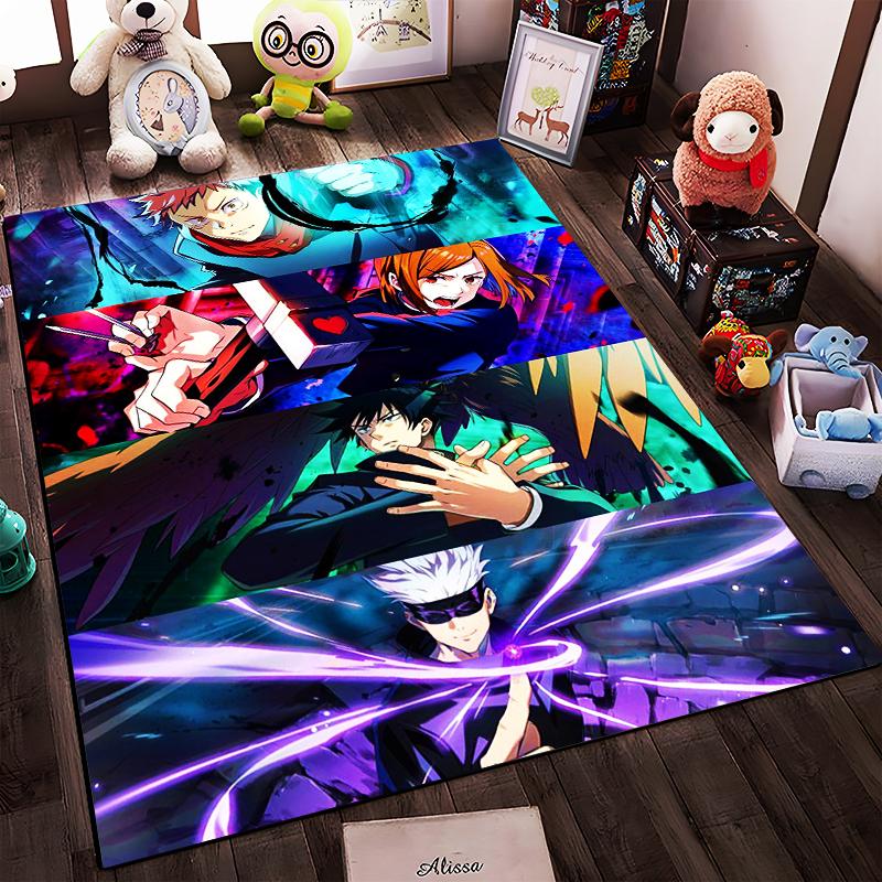 Anime Themed Carpet with Vibrant Colors Featuring Action Characters Suitable for use as an anti-slip for living room bedroom sofas