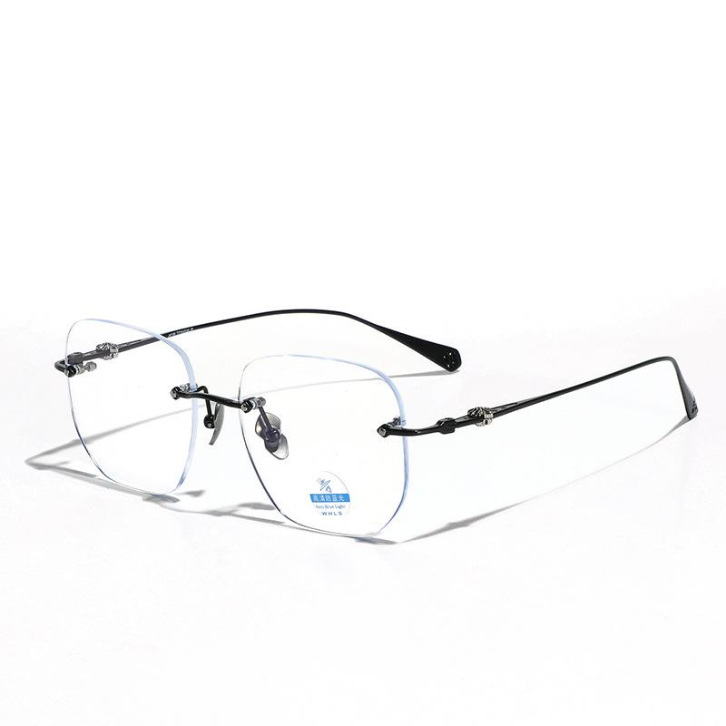 Glasses Ultra-Light Metal Titanium Glasses Men, Myopia Frame Glasses Frame, Trimmed Borderless Flat Glasses Women