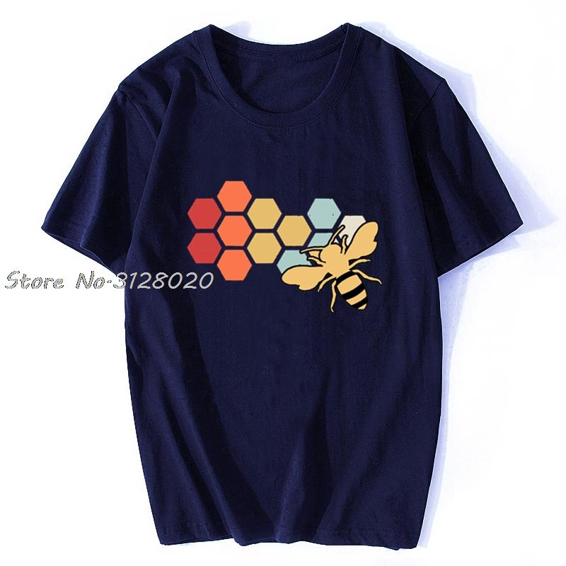 Vintage Beekeeper Beekeeping Honey Funny Bee Black TShirt Men Cotton TShirt Tees Tops Streetwear Harajuku S