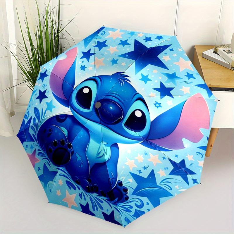 

Stitch,Stars Fully automatic themed umbrella 8 ribs durable iron frame, tri fold compact design, perfect as a gift, travel umbrella, unise