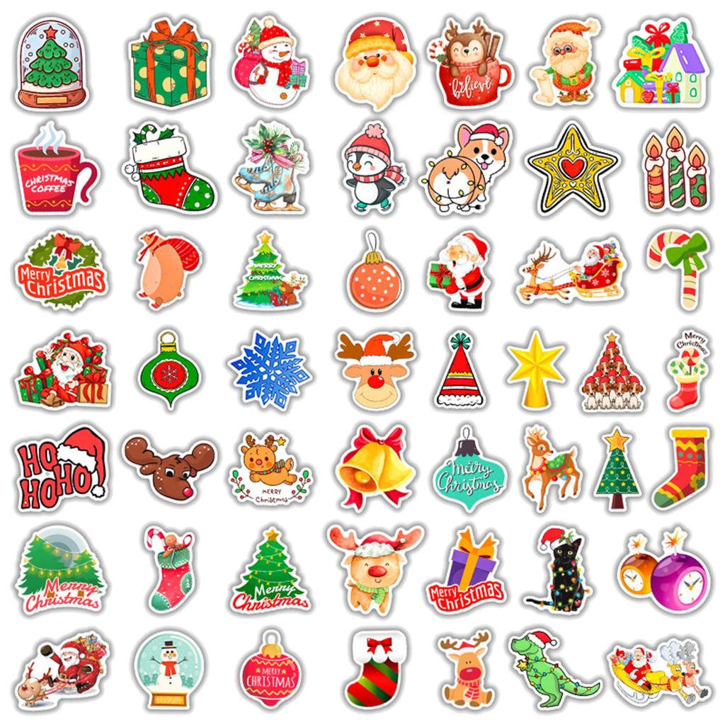 50 Christmas Water Cup Pvc Stickers Stickers Water Cup Luggage Notebook Scooter Motorcycle