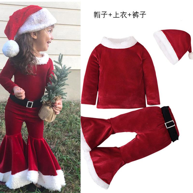 Costum Moș Crăciun Copii Cosplay Fustă Rochie Roșie Haine cu Pălărie Petrecere Ka Wah