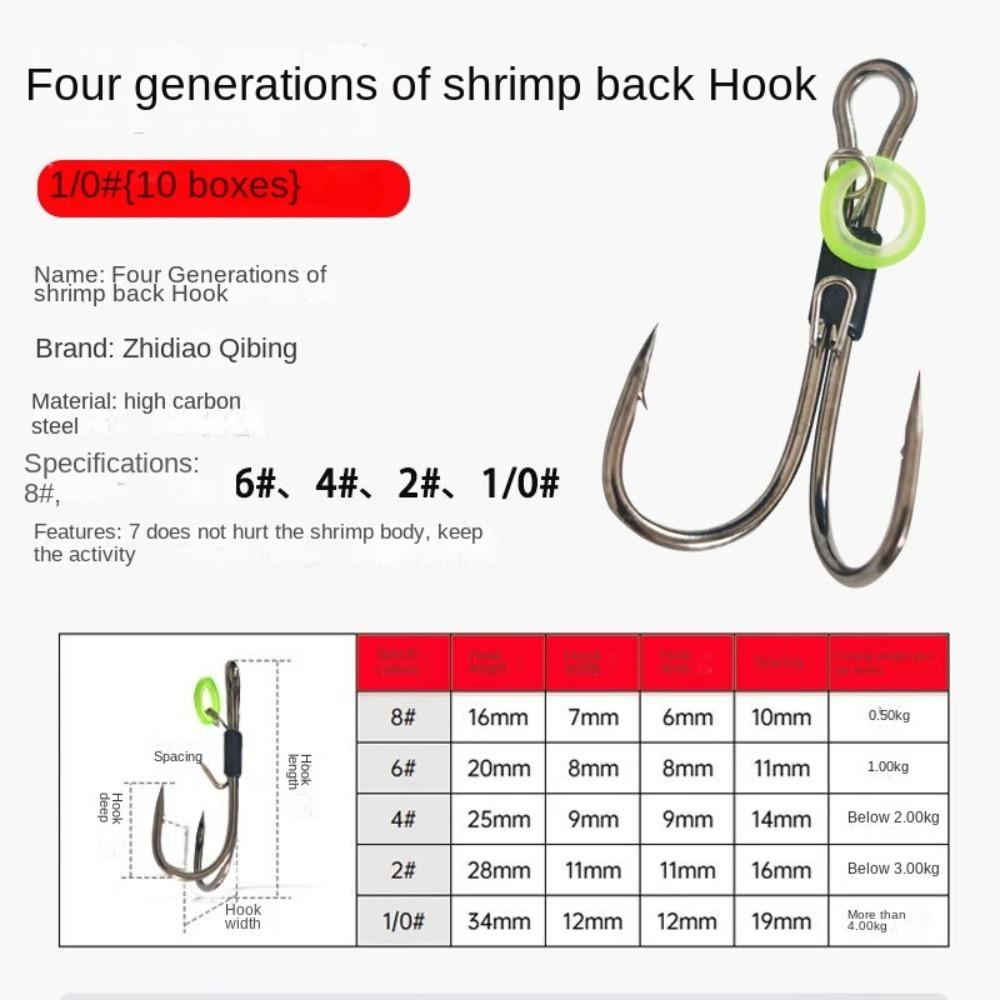 10pcs Pickerel Live Shrimp Bait Hooks Double hook Hawksbill Single Hook  Sea Fishing