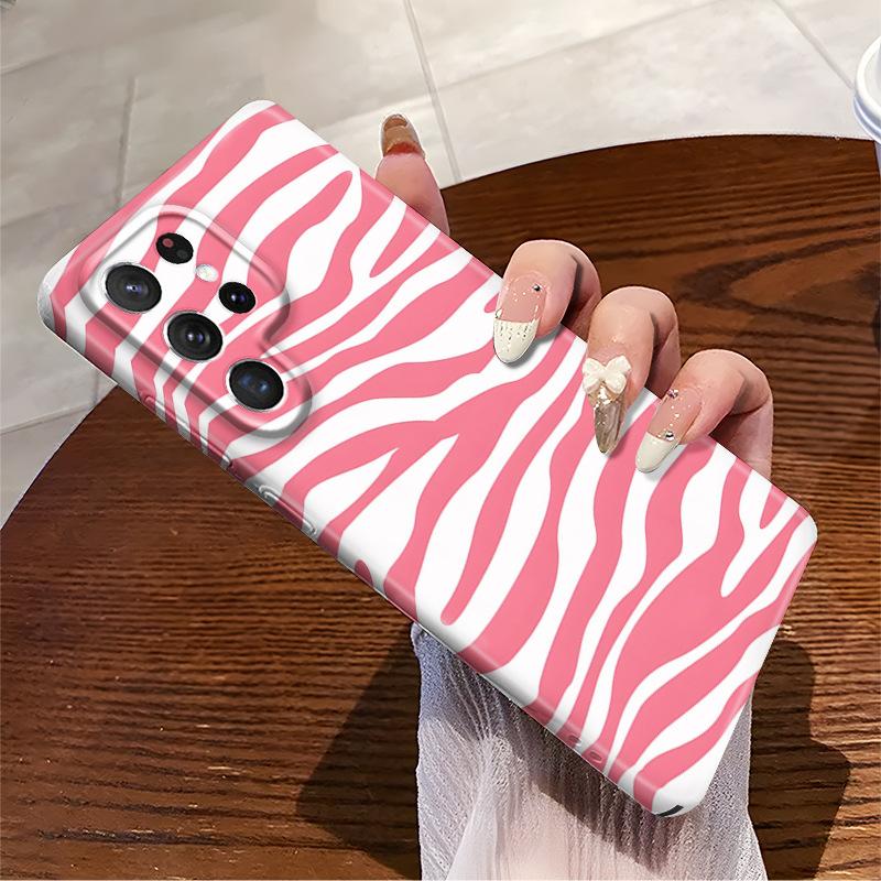 High-value pink and white stripes are suitable for Samsung Galaxys25 mobile phone case women's s22 + hot-selling s24 film
