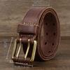 3.8CM Herren Echtleder Gürtel, Lässiger Retro-Stil, Dornschließe ohne Löcher, Glattes Oberleder Rindsleder Lazy Belt