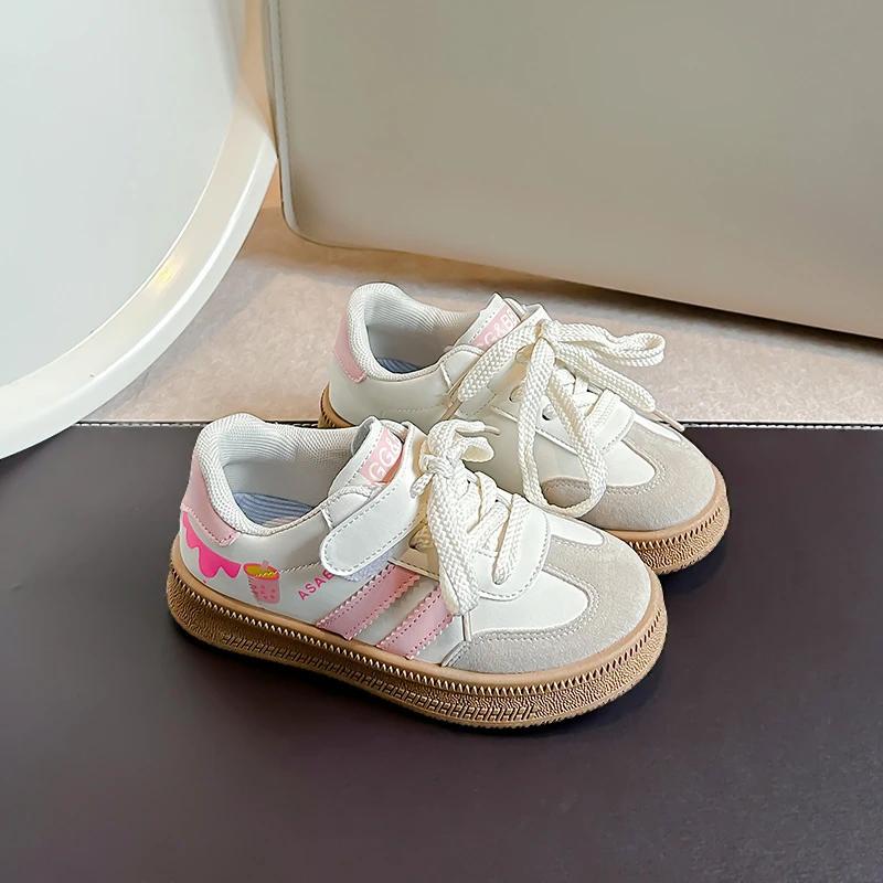 Children's Skate Shoes Girls White Sneakers 2024 Spring New Fashion Boys Canvas Shoes Kids Sports Shoes Unisex Casual Sneakers