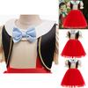 Vestito Principessa Bambina Pinocchio con Design a Patchwork e Materiale in Poliestere per Occasioni Formali e Recital