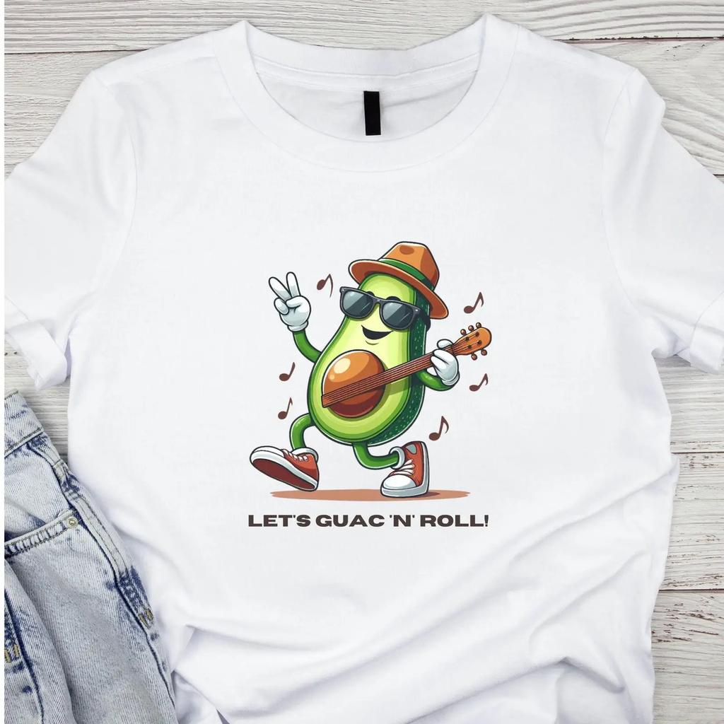 Let Amp 39 S Guac N Roll T Shirt Fun Avocado Design Vintage Breathable Fashion Streetwear Slightly Unisex Comfortable