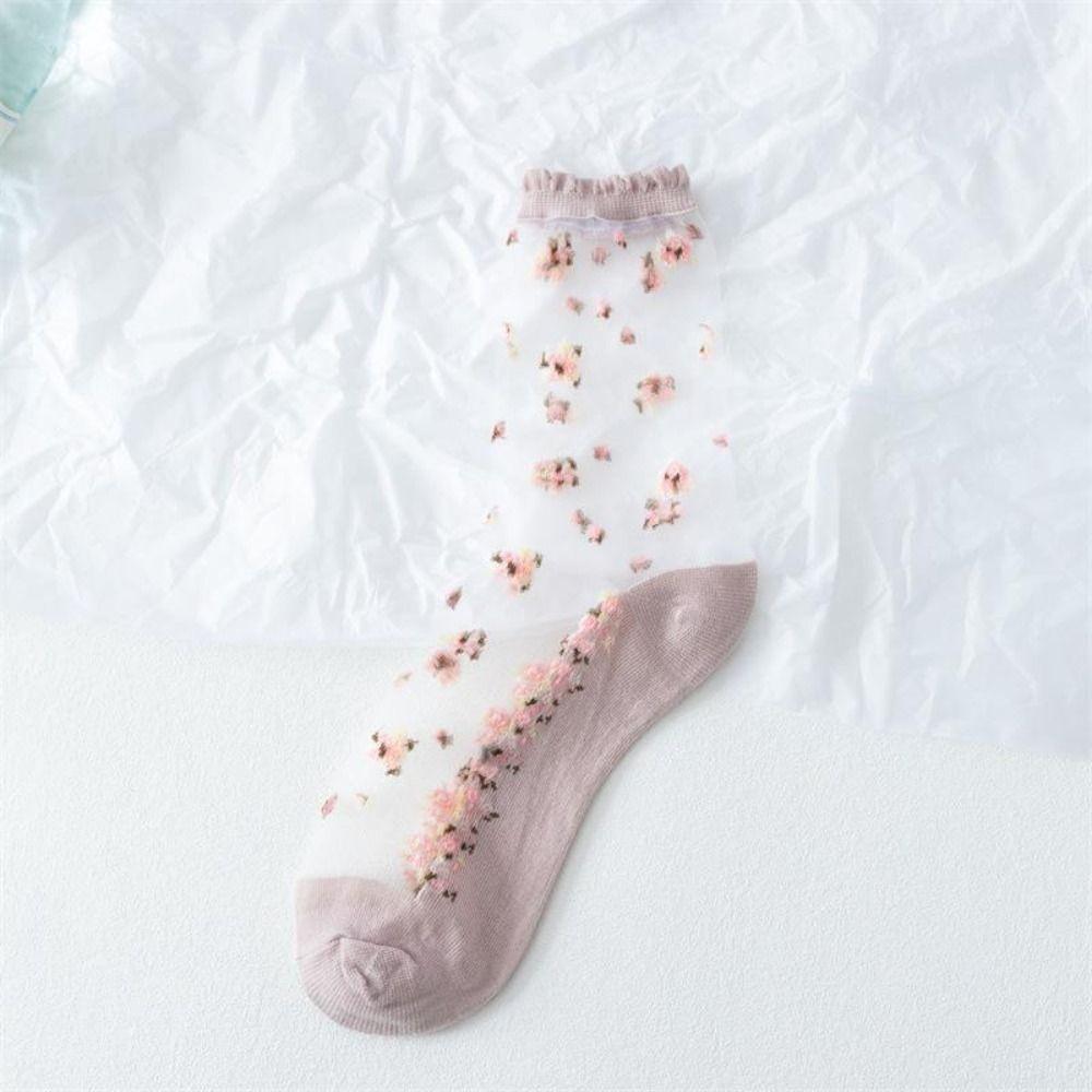 Transparent Crystal Glass Silk Socks Silk Short Socks New Lastic Socks