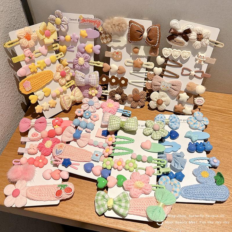 Children's Cute Plush Flower Hair Clips for Girls